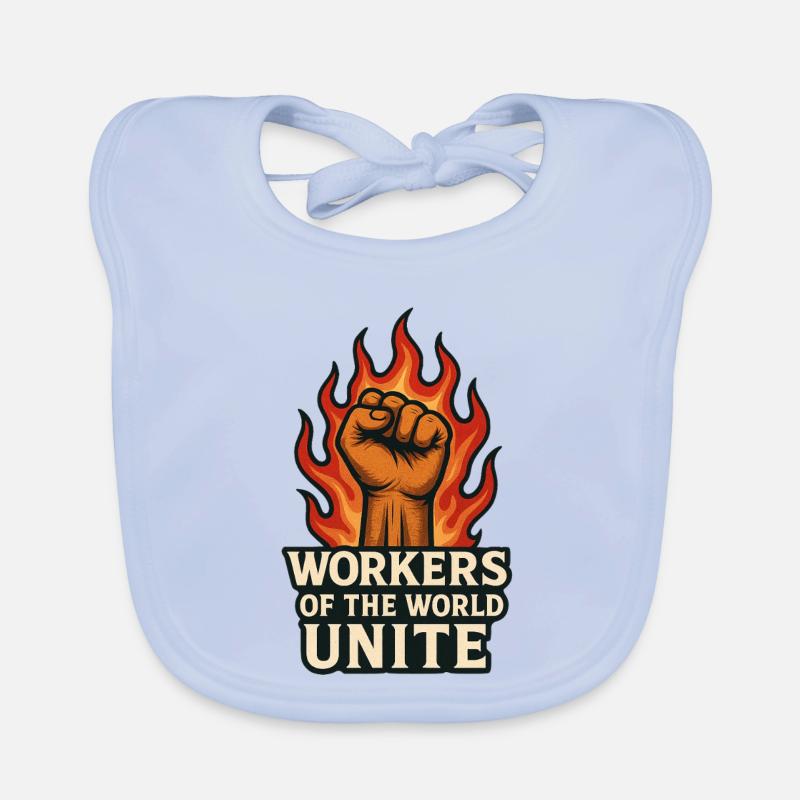 Fäuste und Flammen – Arbeiterwelt Unite Baby Bio-Lätzchen