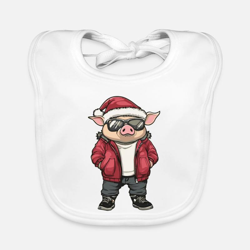 Cochon Noël Hiver Bavoir bio Bébé