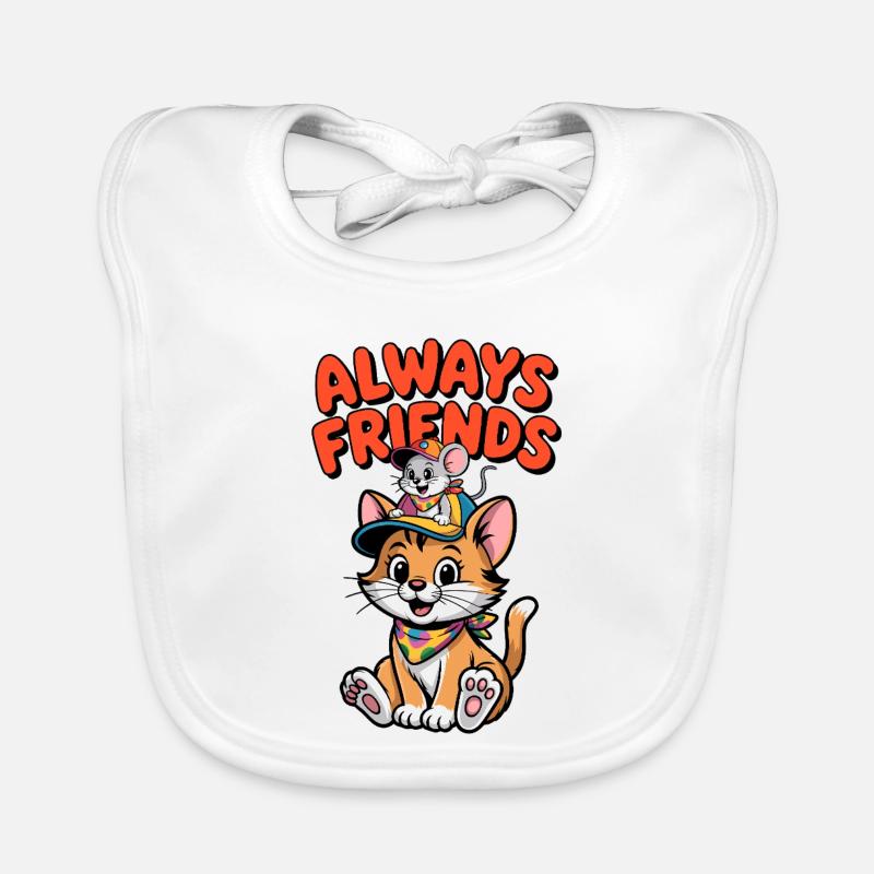Chat et souris mignons comme meilleurs amis Bavoir bio Bébé