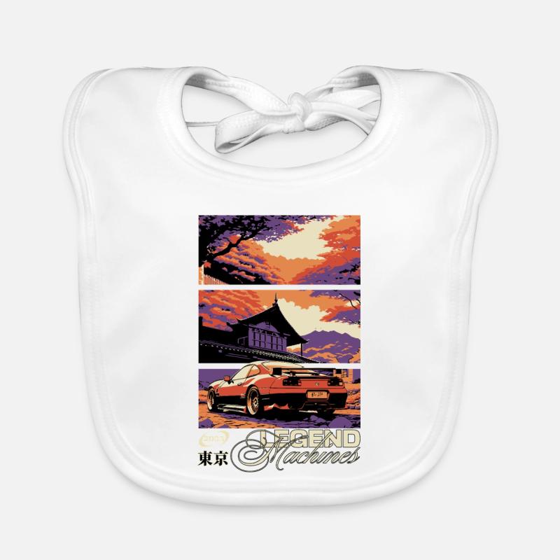 Légende de la Voiture Triptyque Skyline du Coucher du Soleil Bavoir bio Bébé