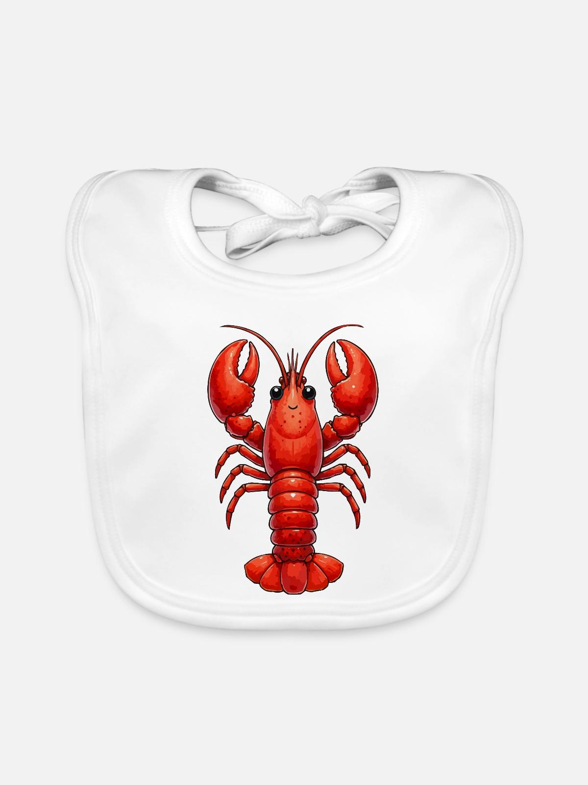 Lobster Meerestier - Baby Bio-Lätzchen - Weiß - Vorne