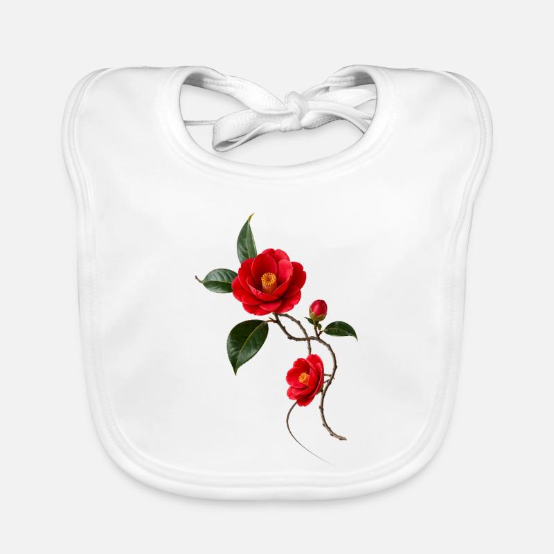 Camélia rouge dans un style zen élégant Bavoir bio Bébé