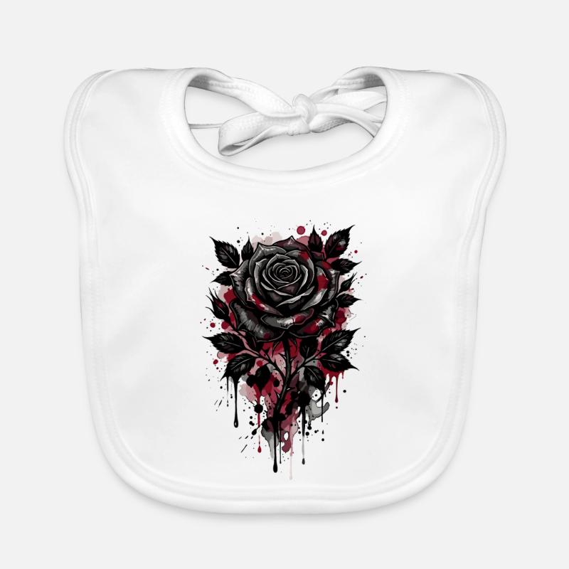 Rose, Rose Noire, Rose et Fleurs Bavoir bio Bébé