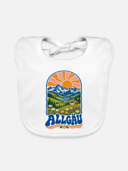 Allgäu Retro Alpine Nature - Baby Bio-Lätzchen - Weiß - Vorne