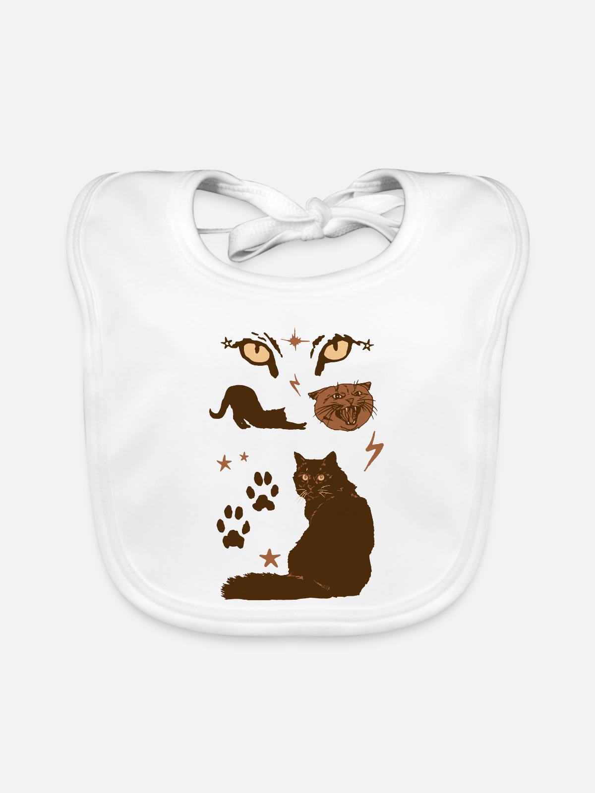 BRUNE KATZEN - Baby Bio-Lätzchen - Weiß - Vorne
