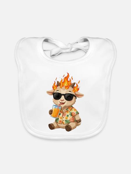 Coole Feuer Ziege Sommer - Ziege mit Sonnenbrille  - Baby Bio-Lätzchen - Weiß - Vorne