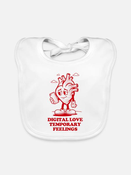 Heart Digital Liebe vorübergehende Gefühle - Baby Bio-Lätzchen - Weiß
