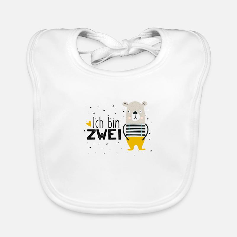2. Geburtstag, zwei, zweiter, Bär, Birthday - Baby Bio-Lätzchen - Weiß