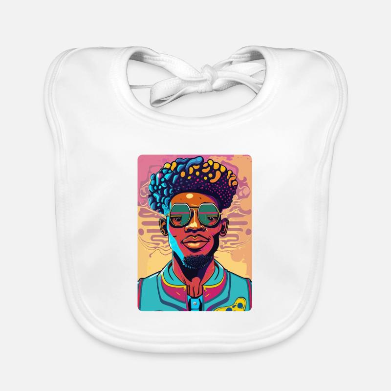 Cooler Afro-Mann mit Brille Baby Bio-Lätzchen