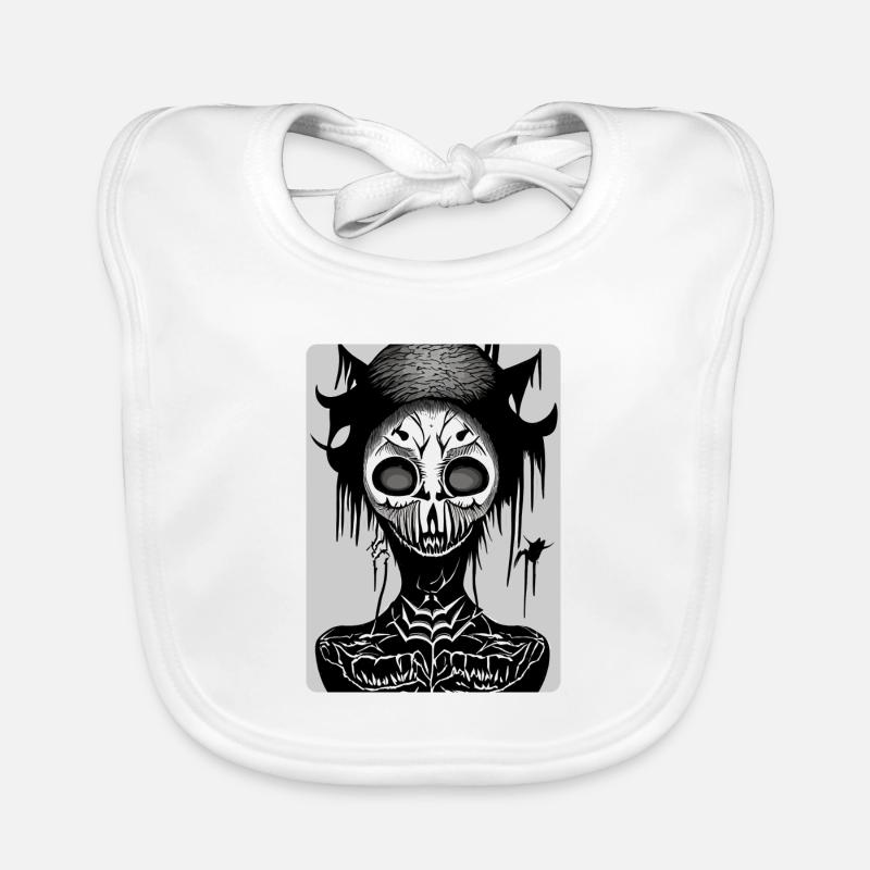 Scary Black and White Masked Skull Face Organic Baby Bibs