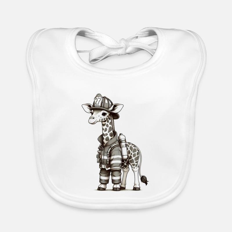 Cute Giraffe Firefighter Baby Bio-Lätzchen