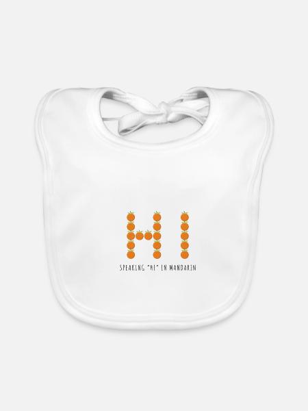 Speaking Hi In Mandarin - Baby Bio-Lätzchen - Weiß - Vorne