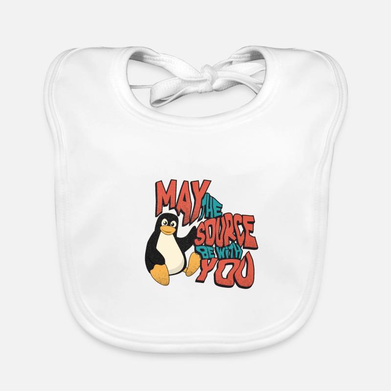 May the source be with you tux Admin lustig - Baby Bio-Lätzchen - Weiß