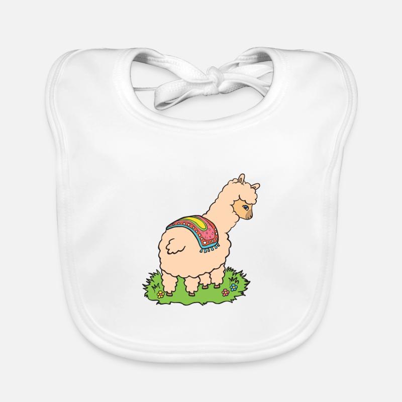 Alpaca on meadow. Organic Baby Bibs