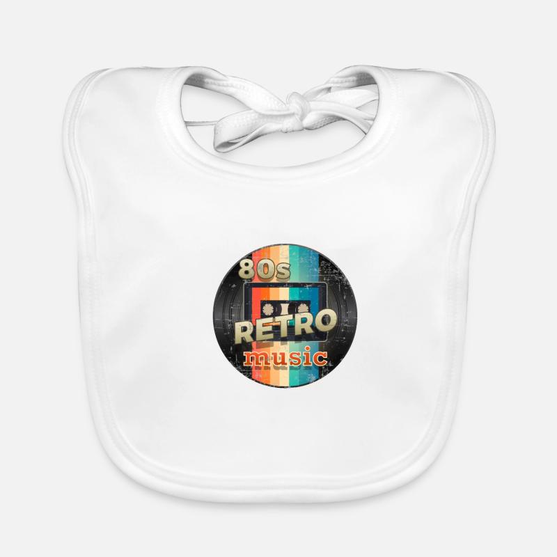 80s rétro musique cassette vinyle usé look t-shirt Bavoir bio Bébé