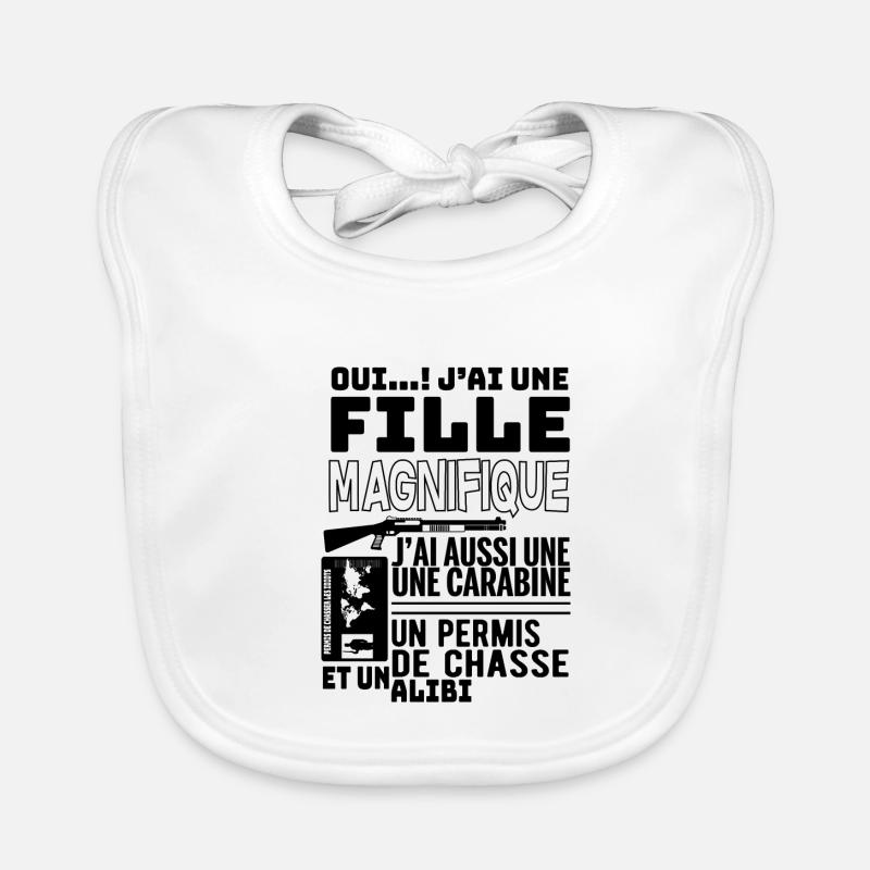 Fille de Chasseur - Bavoir bio Bébé - blanc