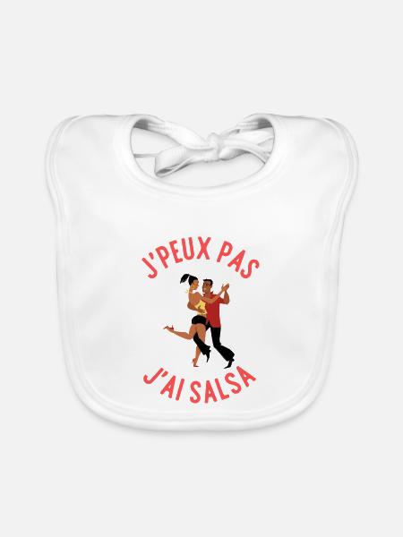 J'peux pas j'ai salsa - Bavoir bio Bébé - blanc - Devant
