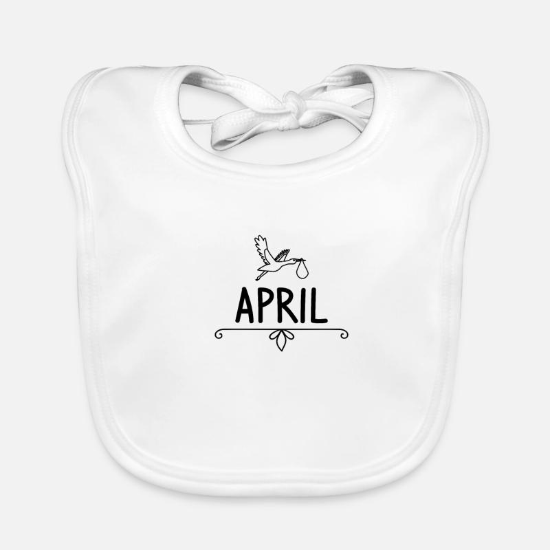 April Schwangerschaft Ankündigung Geburt Storch - Baby Bio-Lätzchen - Weiß