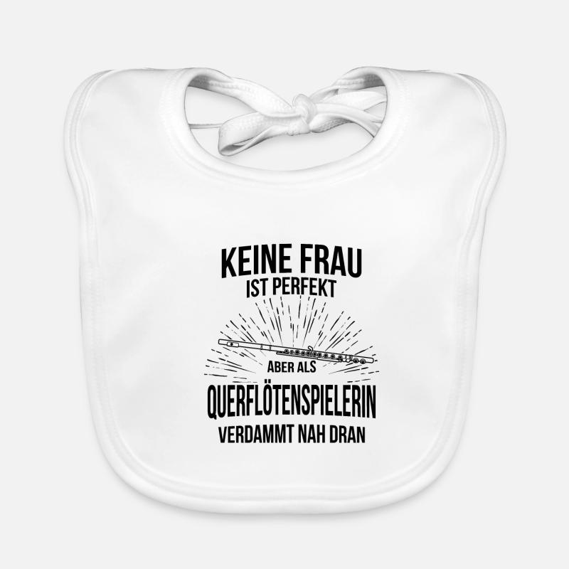 Querflöte Querflötenspieler Querflötist - Baby Bio-Lätzchen - Weiß