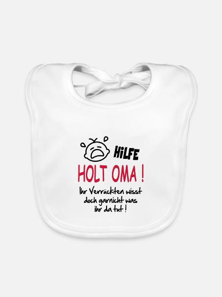 Baby Kind Geburtstag Geschenk Sprüche Oma Omi - Baby Bio-Lätzchen - Weiß - Vorne