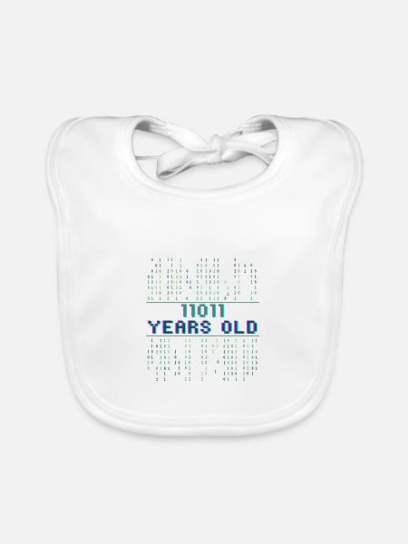 27. Geburtstag 27 Jahre alt Binärcode Coder - Baby Bio-Lätzchen - Weiß - Vorne