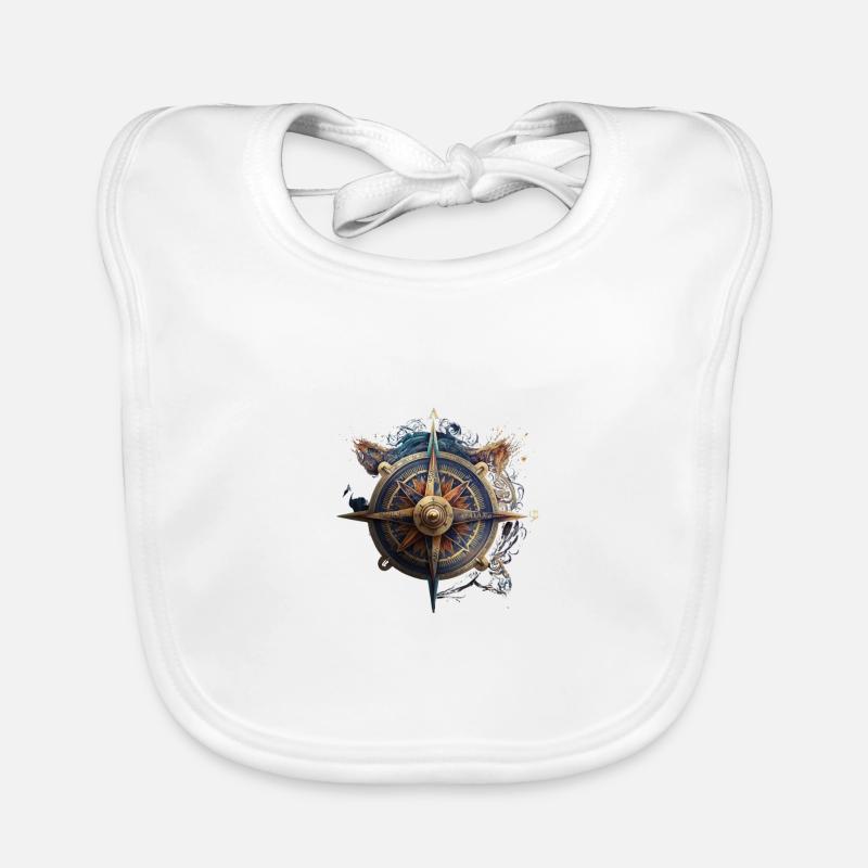 Stay on course: nautical compass for seafaring Organic Baby Bibs