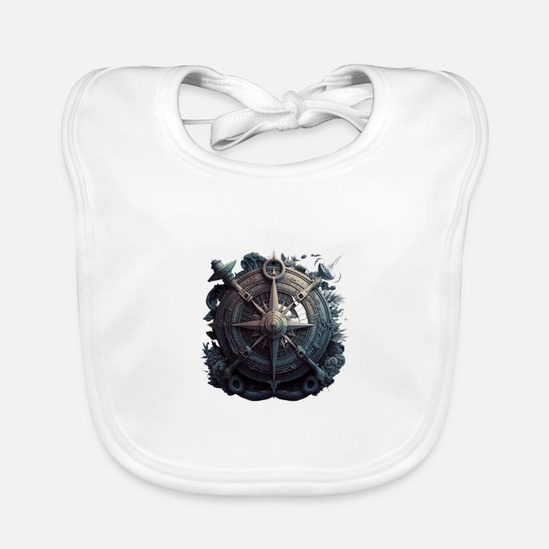 maritime anchor with cool sailing compass Organic Baby Bibs