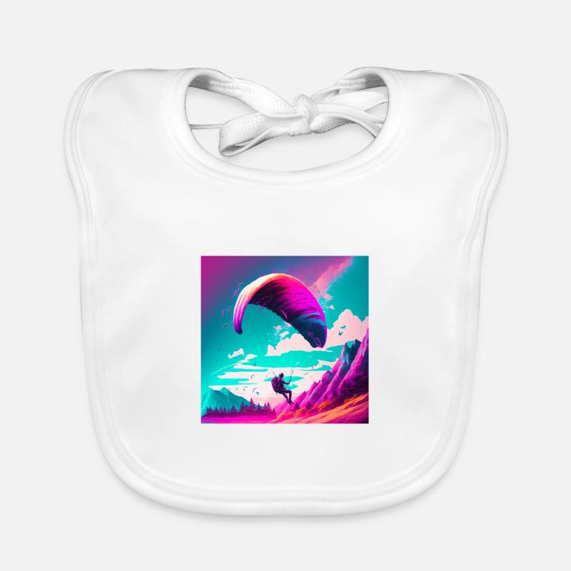 Paraglider im Retrowave Stil Baby Bio-Lätzchen