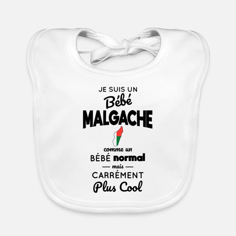 Bébé Malgache comme un Bébé normal mais plus Cool - Bavoir bio Bébé - blanc