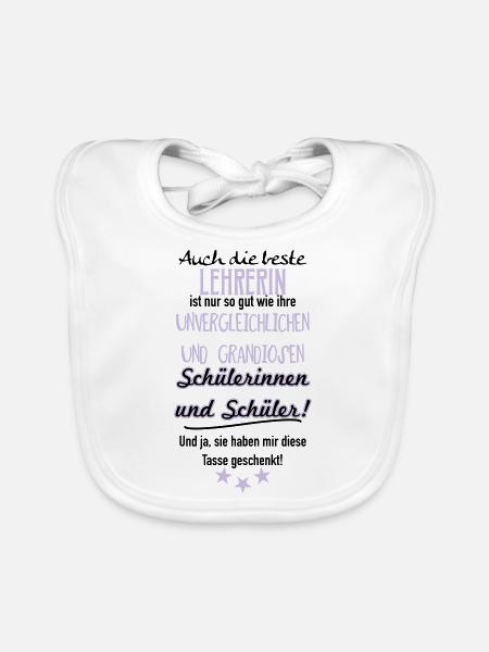 Beste Lehrerin Tasse - Baby Bio-Lätzchen - Weiß - Vorne
