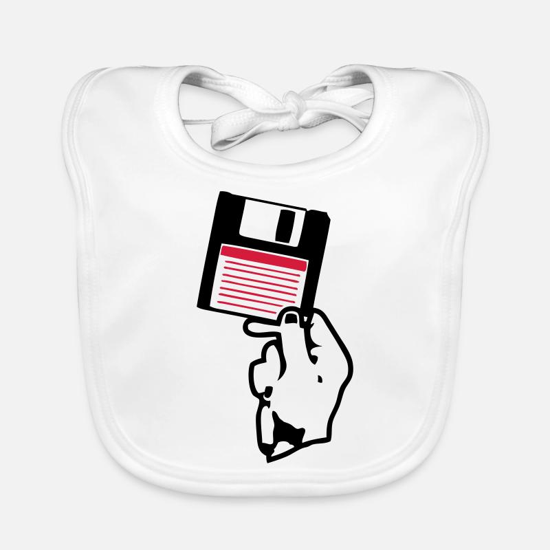floppy disk scheibe disco hand hand Organic Baby Bibs