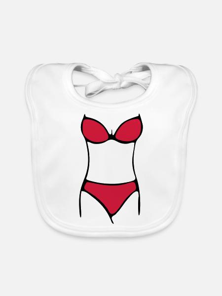 bikini - Baby Bio-Lätzchen - Weiß - Vorne