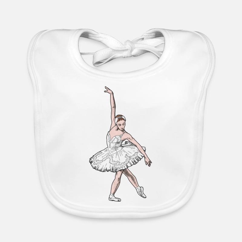 Ballerine - danseuse - Bavoir bio Bébé - blanc