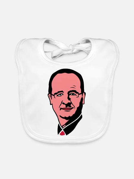 francois holland Präsident Führer 3 - Baby Bio-Lätzchen - Weiß - Vorne