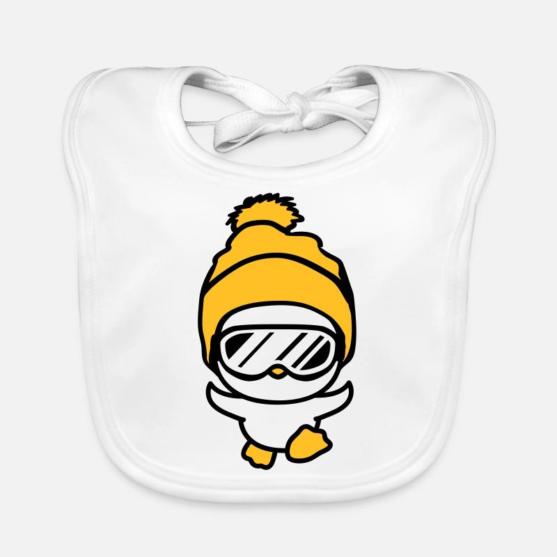 winter chick bird fun race run small sues Organic Baby Bibs