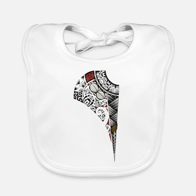 Polynésie tattoo design "CedMa" - Bavoir bio Bébé - blanc