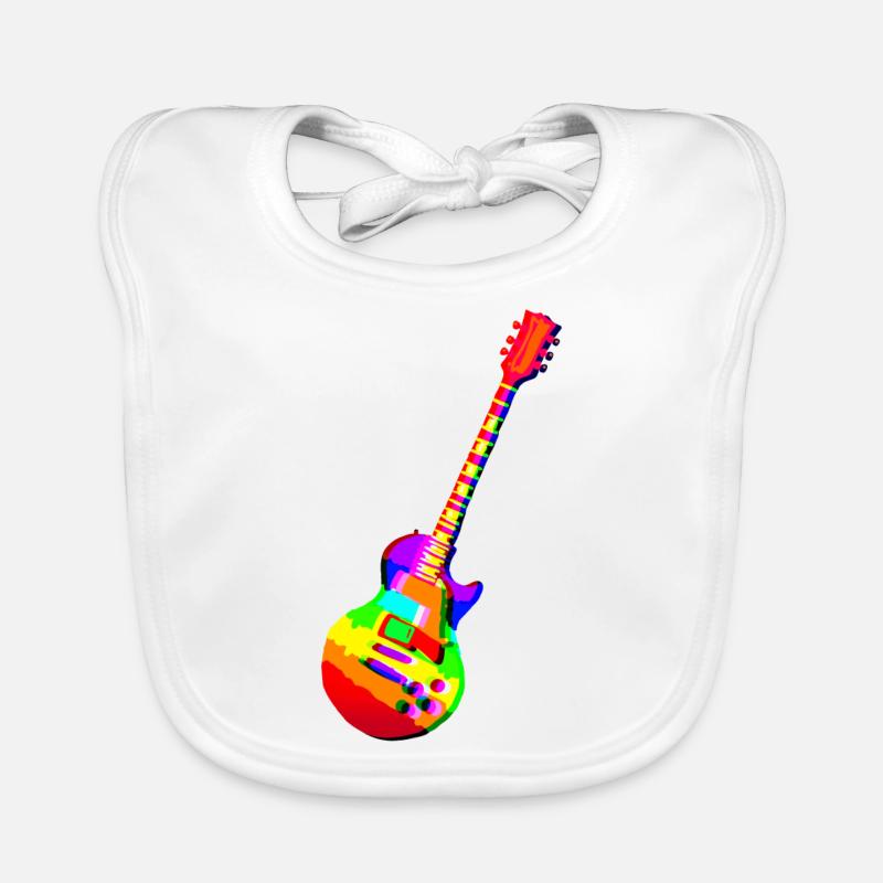 Guitare électrique colorée - Bavoir bio Bébé - blanc