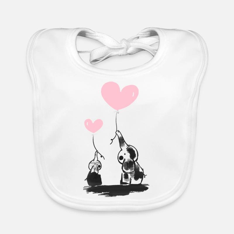Éléphants doux - Bavoir bio Bébé - blanc