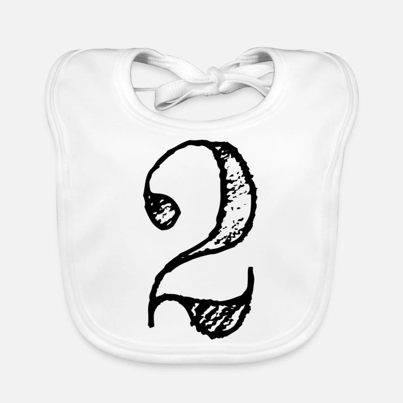Chiffre 2 Deux - Numéro 2 (hand-drawn) Bavoir bio Bébé