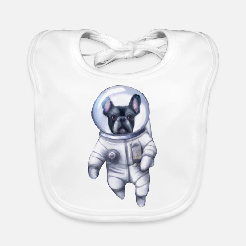 français astronaute bouledogue volant dans l’espace Bavoir bio Bébé