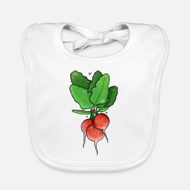 Illustration de radis - Bavoir bio Bébé - blanc