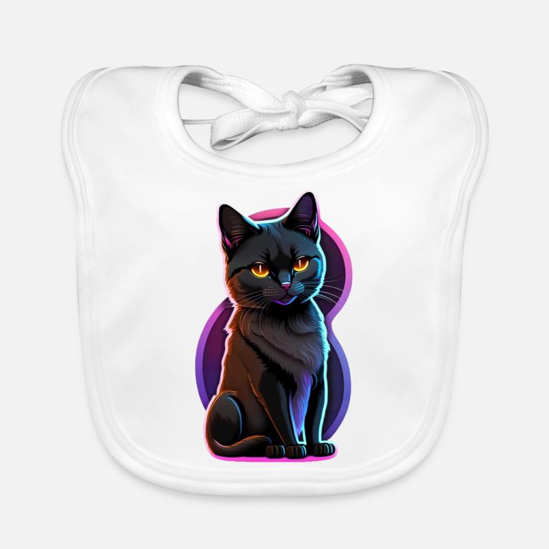petit chat noir et lumiere fluo Bavoir bio Bébé