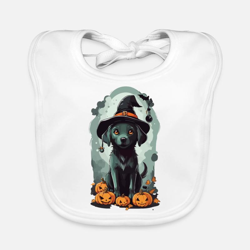 Cute Halloween Witch Dog Design Organic Baby Bibs
