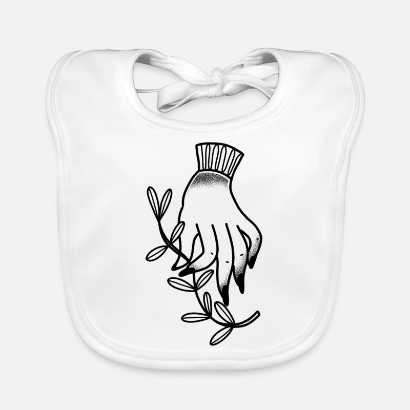 Boho Witchy Main Et Feuille D’olivier Vers Le Bas Bavoir bio Bébé