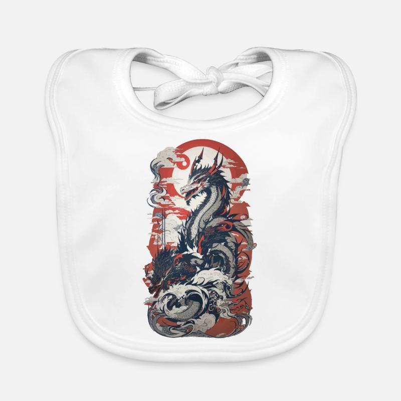 Dragon de style ukiyo-e dans l’art du design rétro Bavoir bio Bébé
