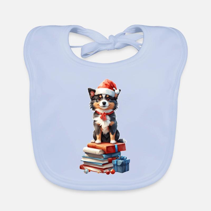 Noël avec chien, chiot Sheltie mignon Bavoir bio Bébé
