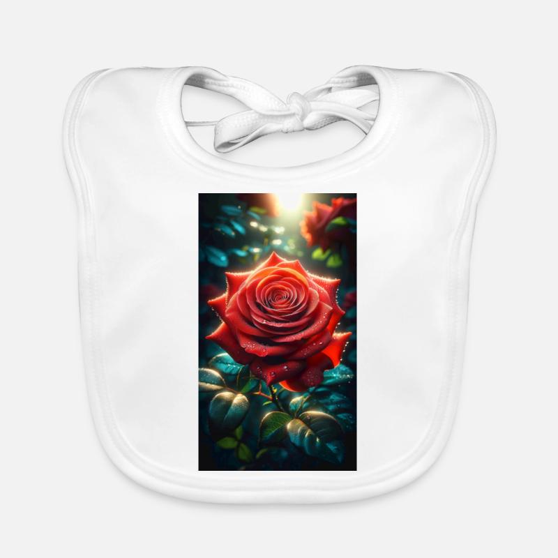 Roses - Bavoir bio Bébé - blanc