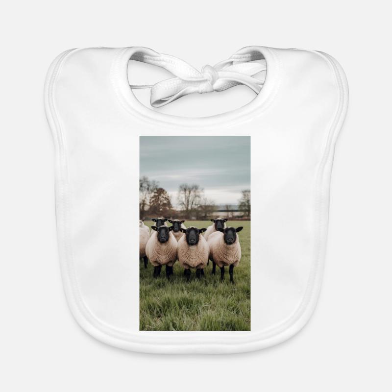 Moutons dans le pré Bavoir bio Bébé