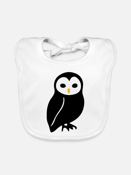 Owl - Organic Baby Bibs - white - Front