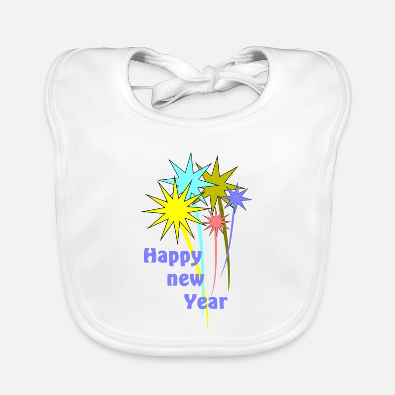 Festive New Year's fireworks with text Organic Baby Bibs
